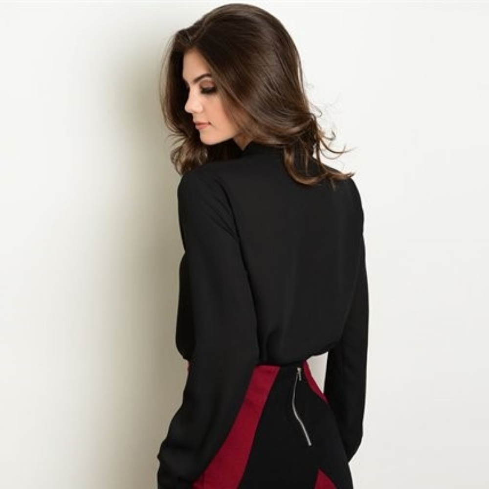 Tie Neck Black Blouse NWT - Picture 2 of 2